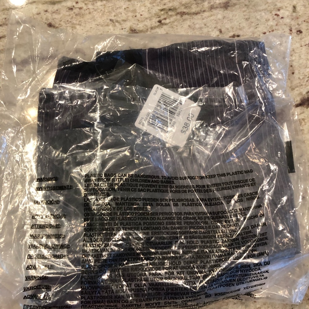 NEW Hurley sz 7 black stripe board shorts boys youth swim trunks